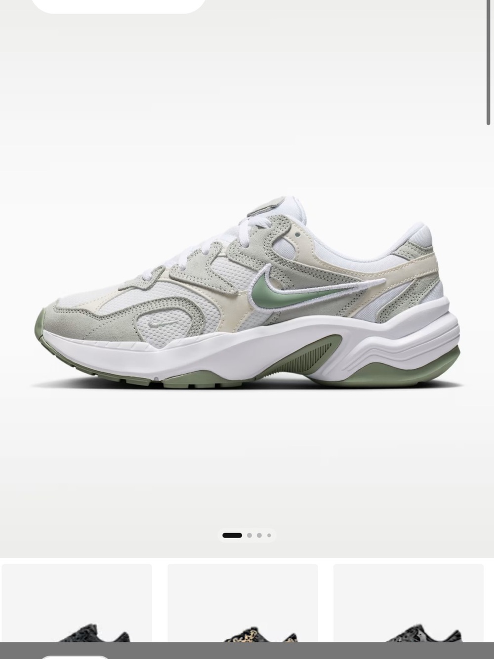 Nike Women's White & Sage Green Retro Runner Sneakers - Picture 2 of 6